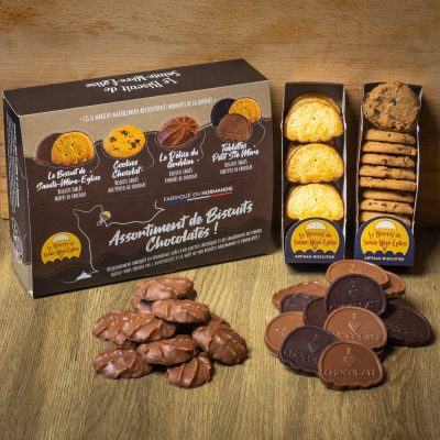 Box of assorted chocolate cookies